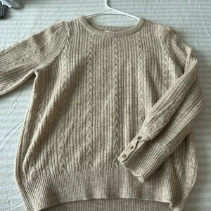 Skies Are Blue Textured Knit Sweater in Beige